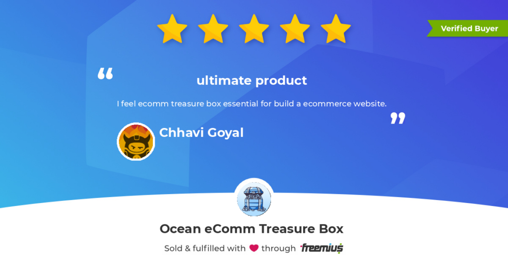 Supliment Ocean eComm Treasure Box pentru WooCommerce by OceanWP Evaluare verificată de 5 stele pentru clienți