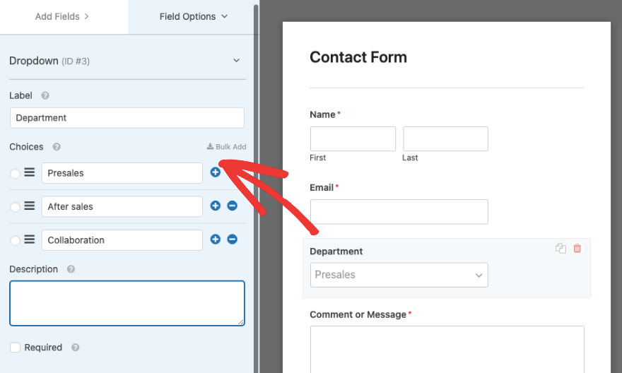 Campo desplegable en WPForms