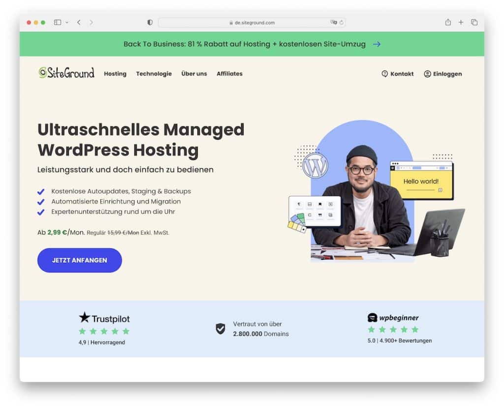 hosting wordpress siteground w niemczech