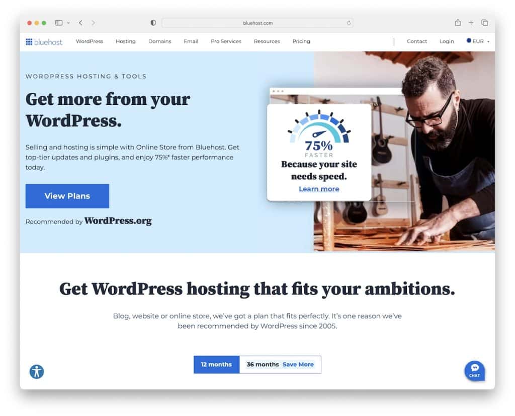 hosting wordpress bluehost in germania