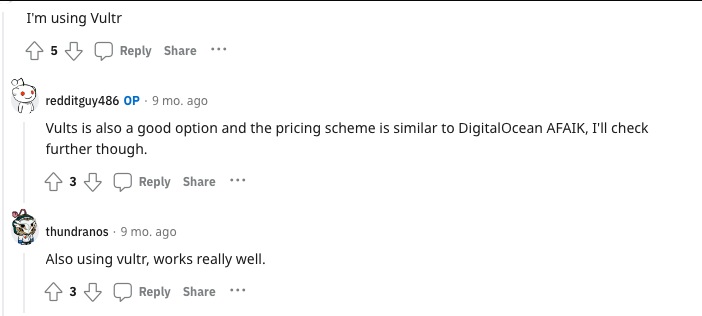 votos positivos do reddit vultr