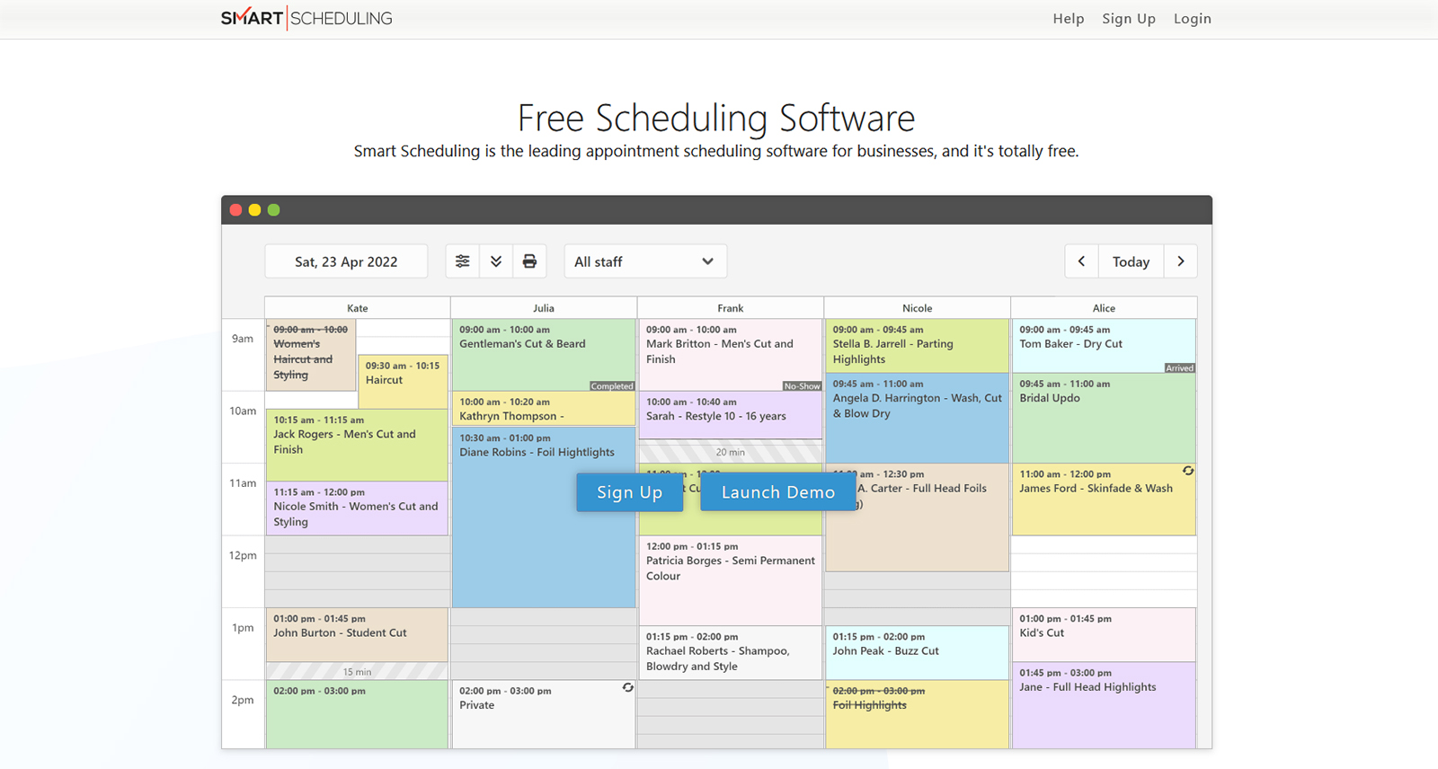 Фотография Smart Scheduling — профессиональное и бесплатное решение для записи на прием для оздоровительных центров с ежедневным резервным копированием данных в темно-серой, белой и черной цветовой палитре.