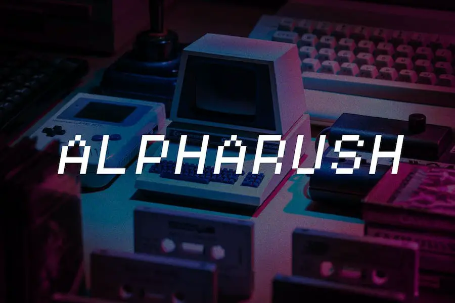 Alpharush - retro oyun yazı tipi -