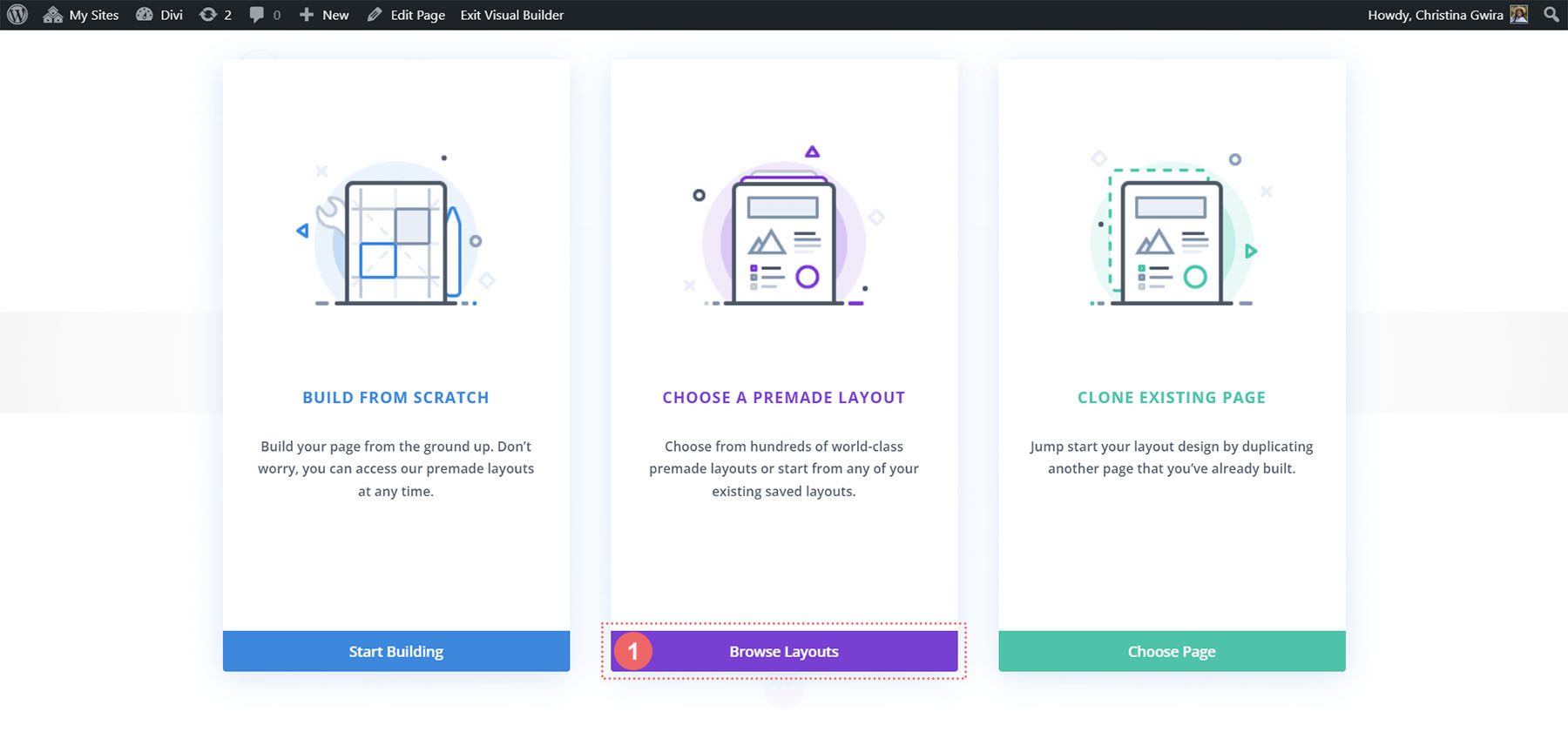 Explore los diseños gratuitos proporcionados con Divi