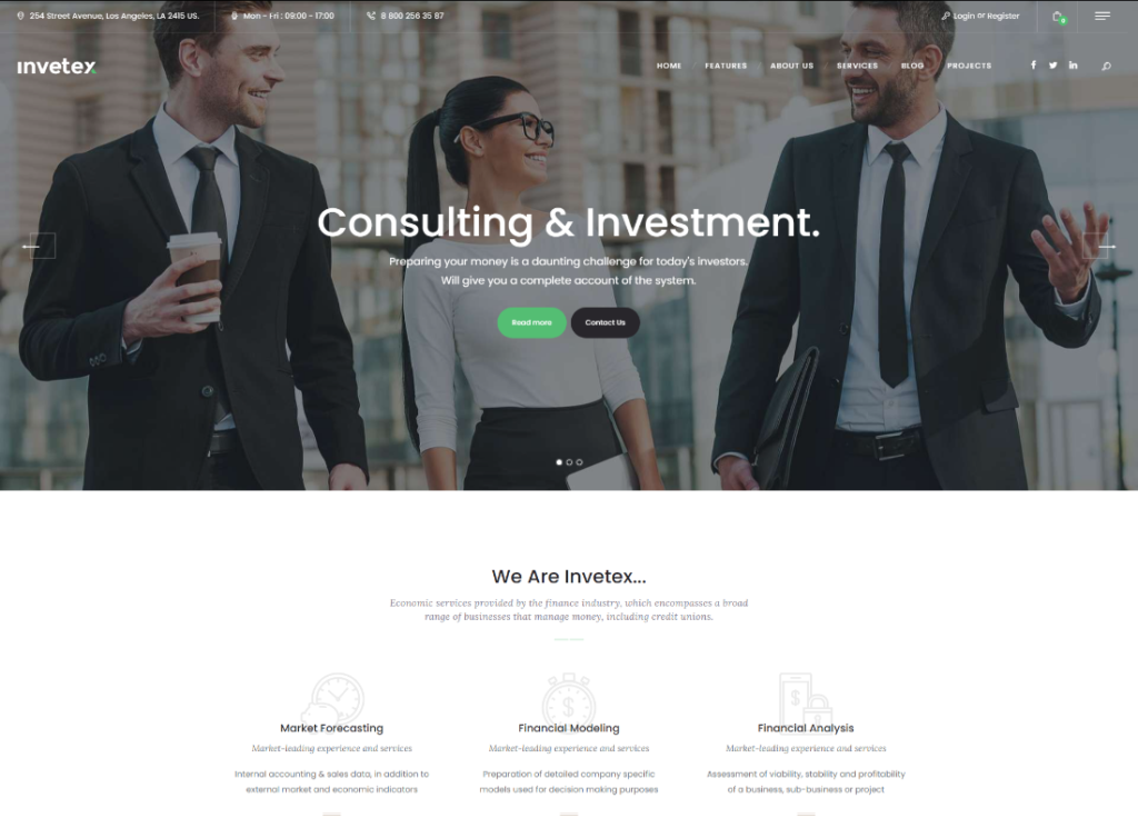 Invetex | Unternehmensberatung und Investitionen WordPress Theme + RTL