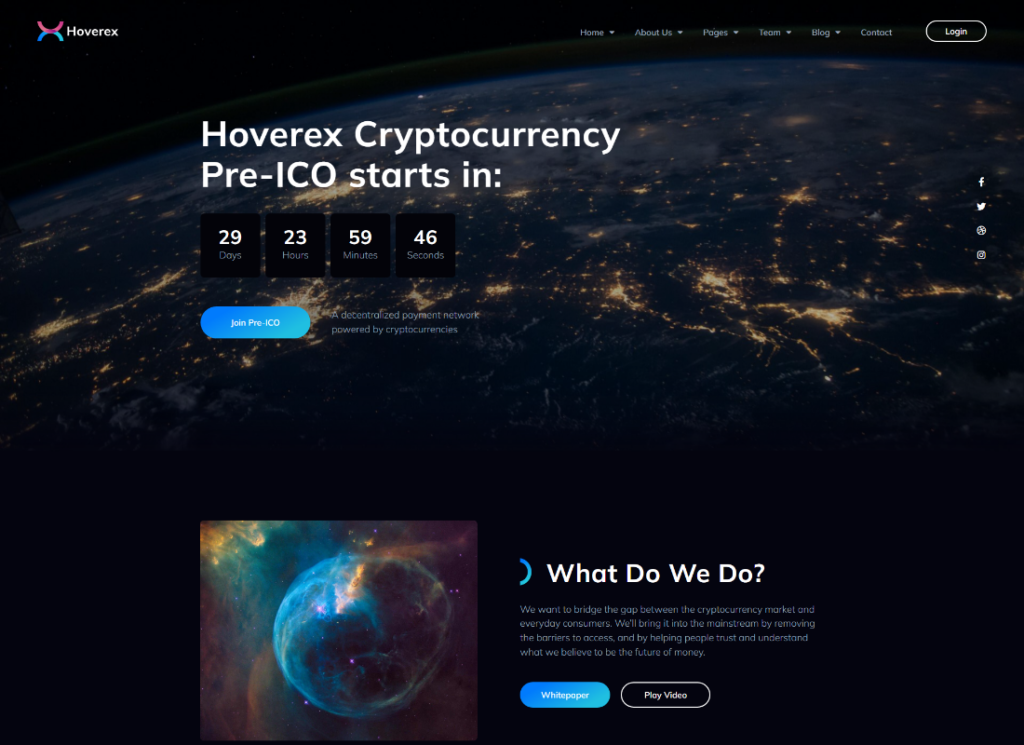 Hoverex | Kryptowaluta, motyw WordPress NFT i ICO + hiszpański