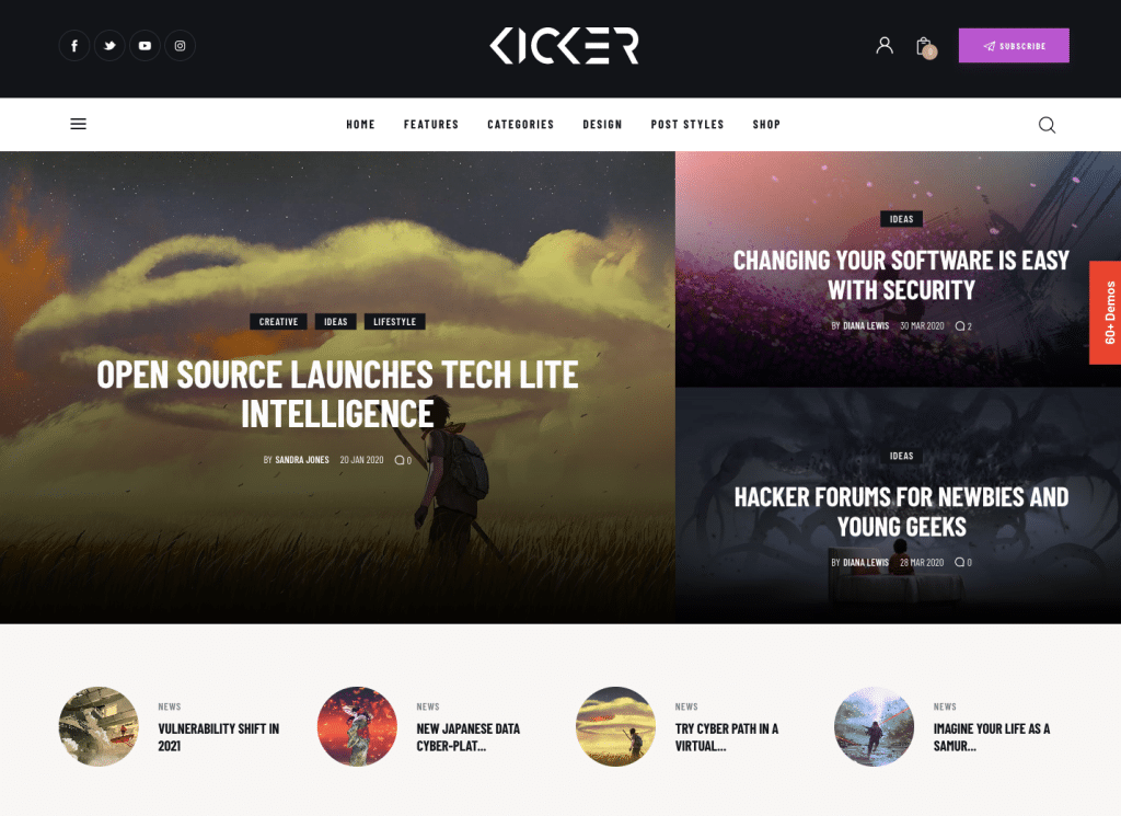 Kicker - 다목적 블로그 매거진 WordPress Theme + Gutenberg