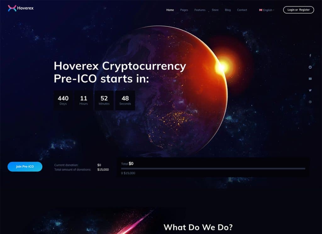 Hoverex - Tema de WordPress para criptomonedas, NFT e ICO