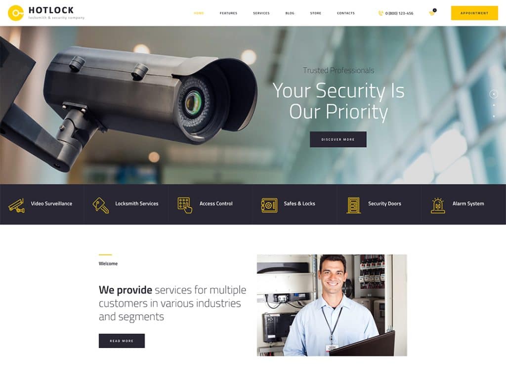 HotLock – WordPress-Theme für Schlosser und Sicherheitssysteme + RTL