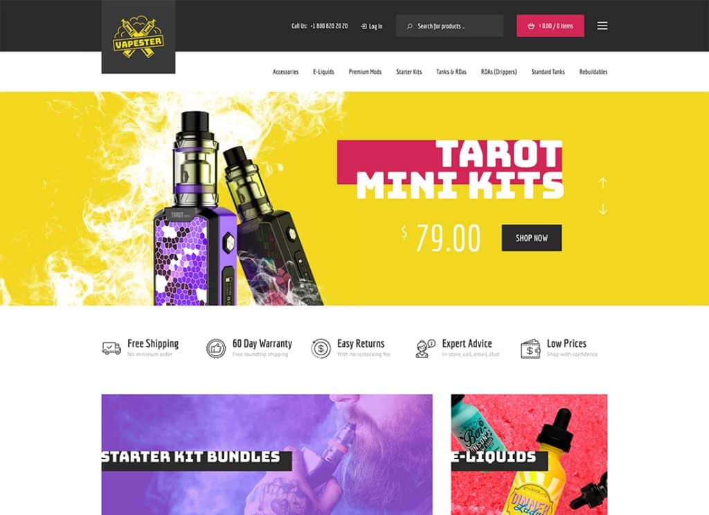 Vapester - Thème WooCommerce pour magasin de cigarettes créatif et boutique de vape