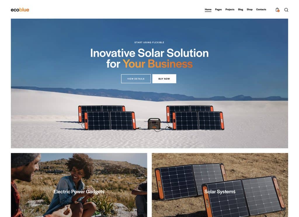 EcoBlue – WordPress-Theme für Kraftwerke und Solarbausätze