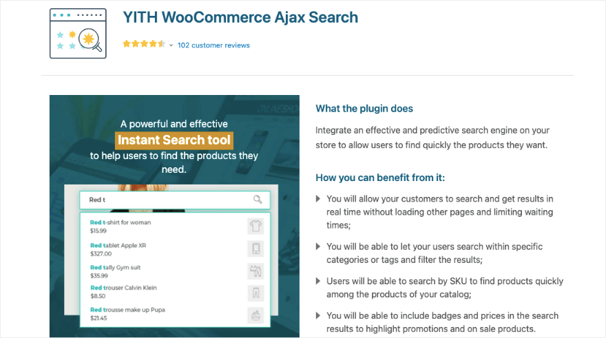 YITH WooCommerce Ajax 搜索插件