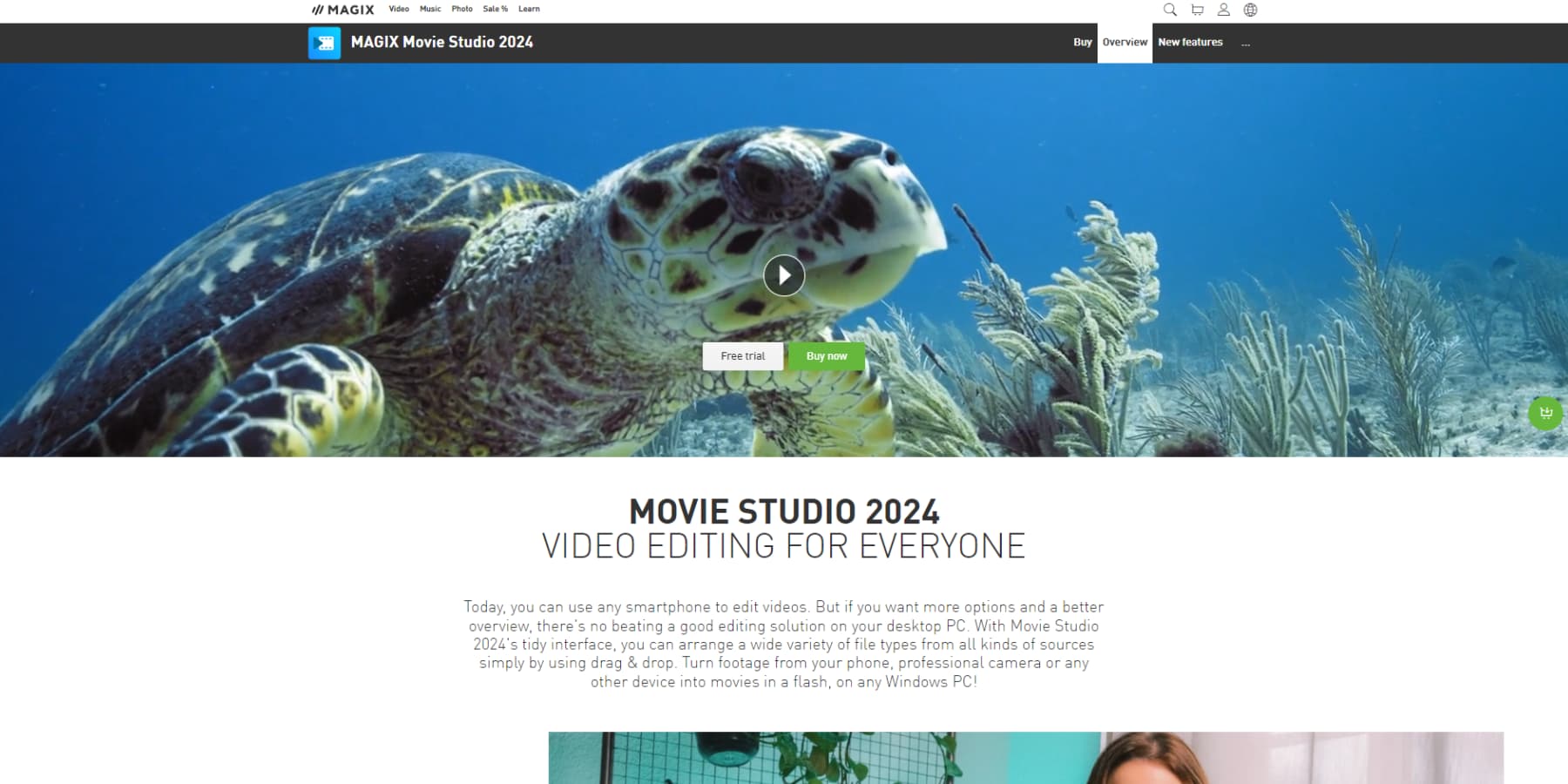 Page d'accueil de Magix Movie Studio