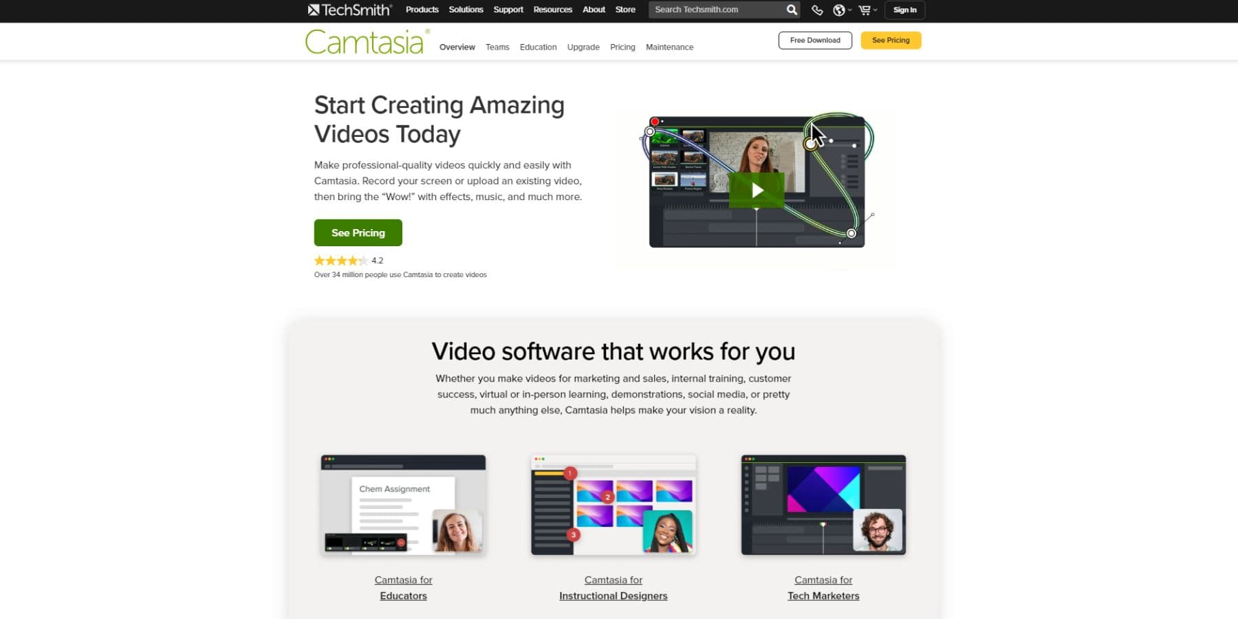 TechSmith Camtasia 的主頁