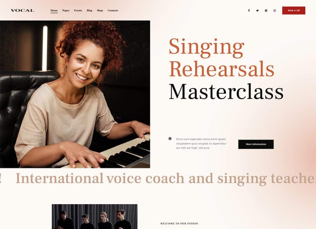 Vocal – Thème WordPress pour artiste de chant et de voix