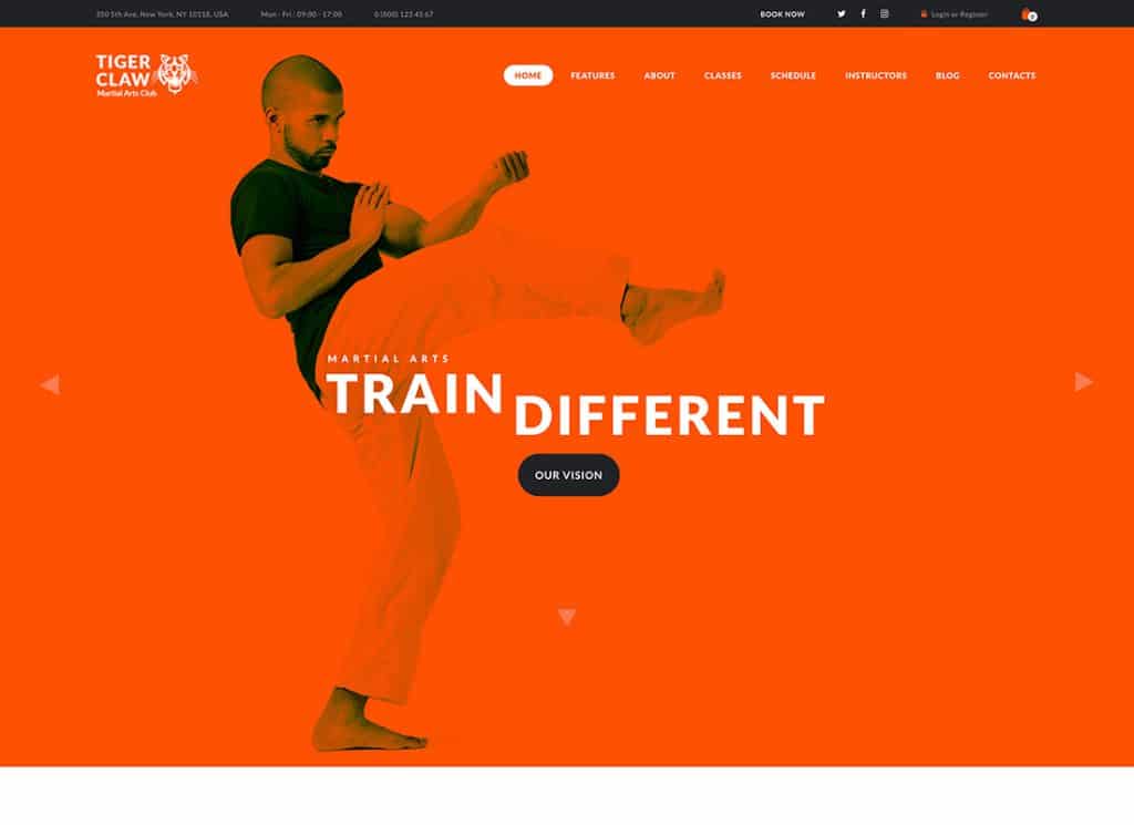 Tiger Claw - Tema de WordPress para escuela de artes marciales y gimnasio