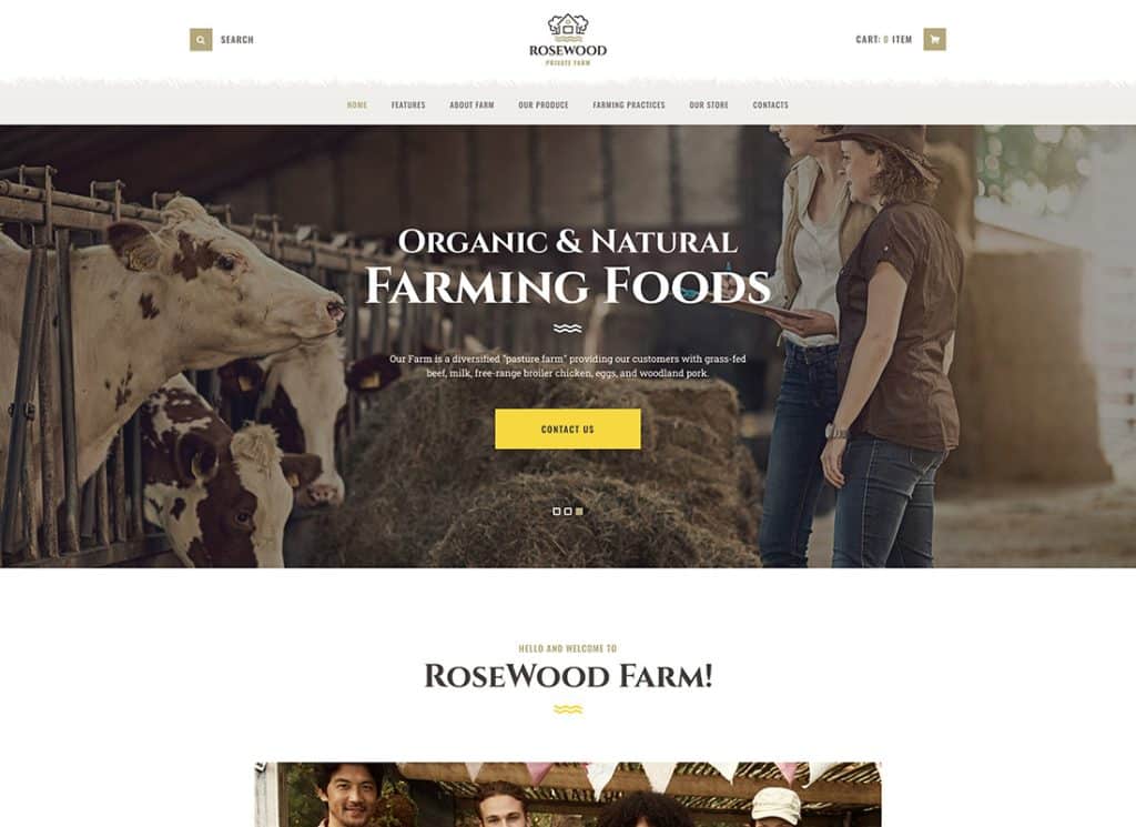 Rosewood - Tema de WordPress agrícola para agricultura ecológica y orgánica