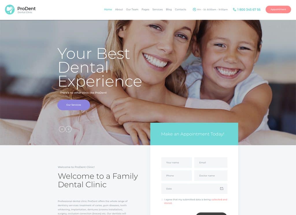 ProDent - ธีม WordPress คลินิกทันตกรรมและการดูแลสุขภาพ
