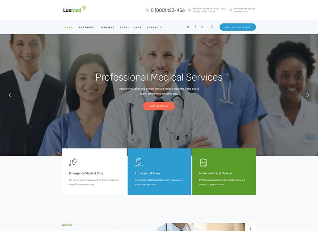 LuxMed – Thème WordPress pour médecins et médecins en médecine et soins de santé