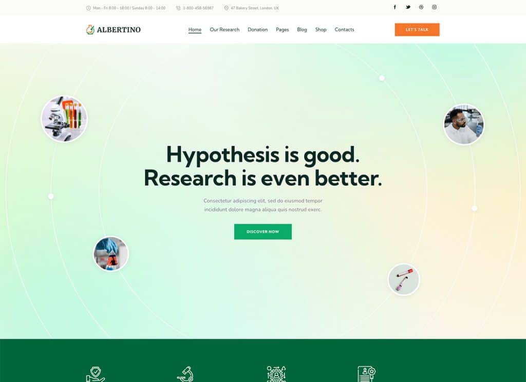 Albertino - 科學實驗室研究與技術 WordPress 主題