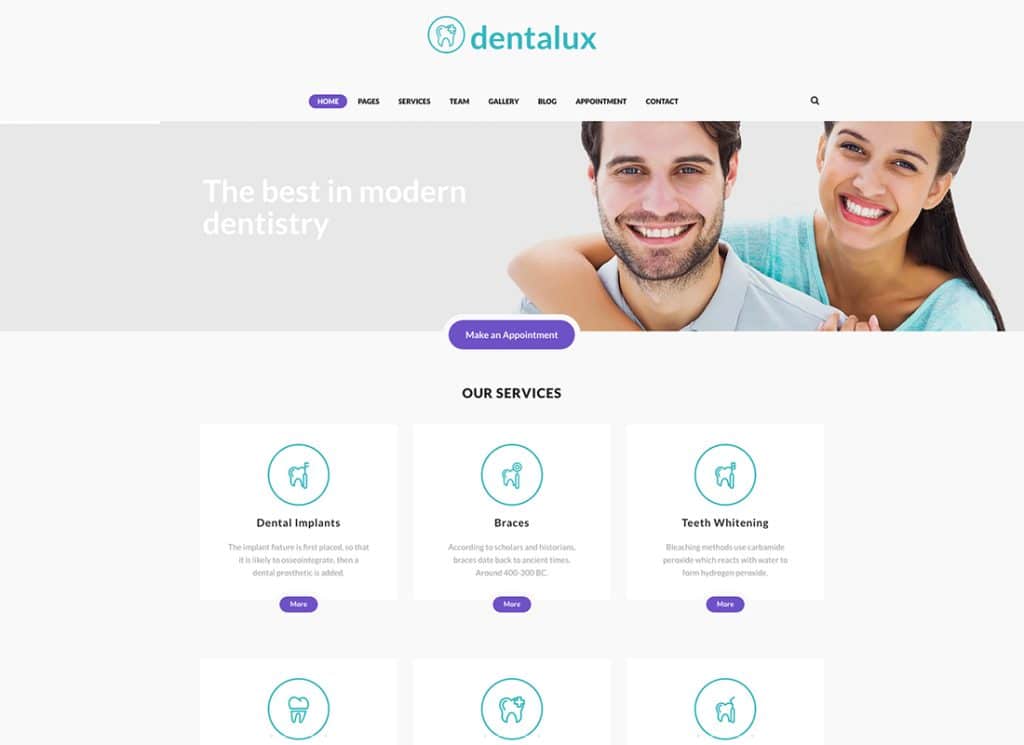 Dentalux - ธีม WordPress แพทย์ทันตแพทย์และการดูแลสุขภาพ