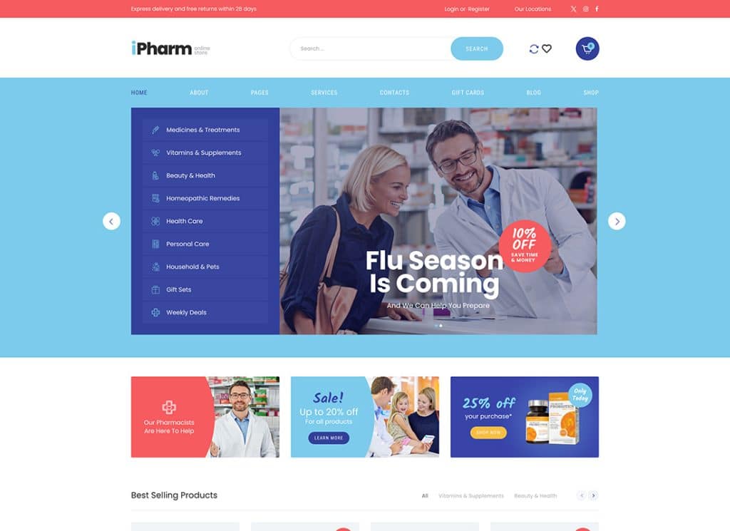 IPharm - ธีม WordPress ร้านขายยาและการแพทย์ออนไลน์