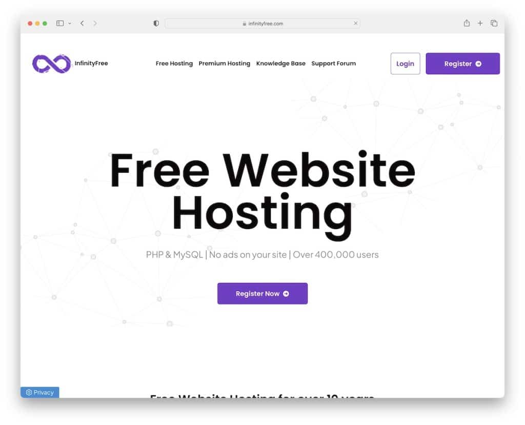 infinityfree kostenloses Webhosting