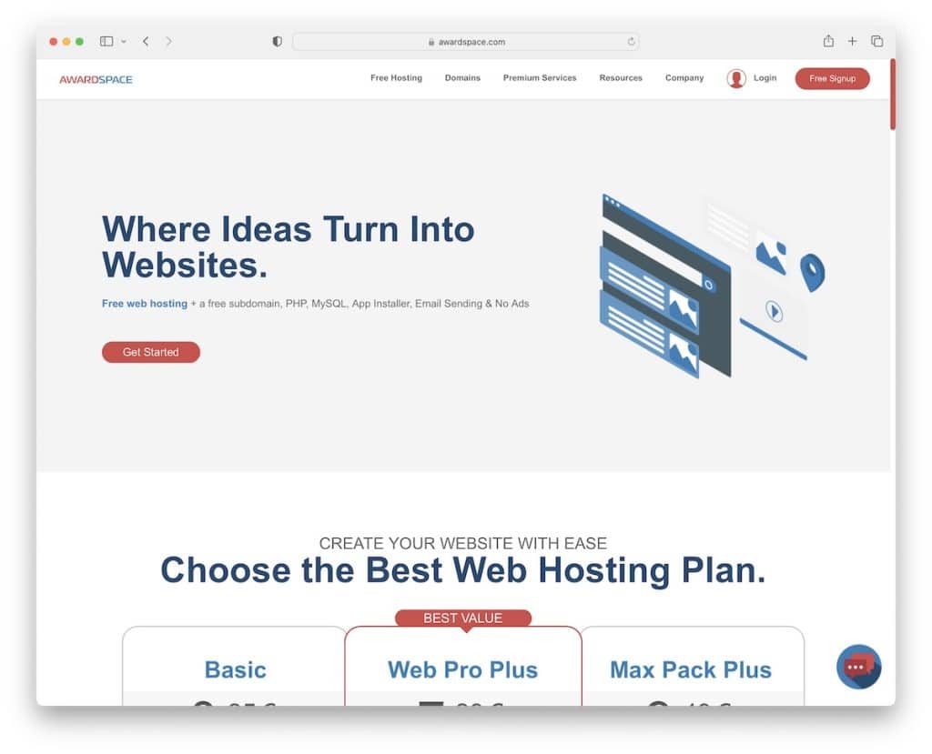 awardspace kostenloses Webhosting