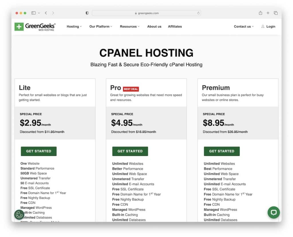 alojamiento cpanel greengeeks