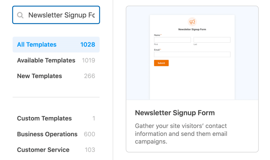 Newsletter signup form template