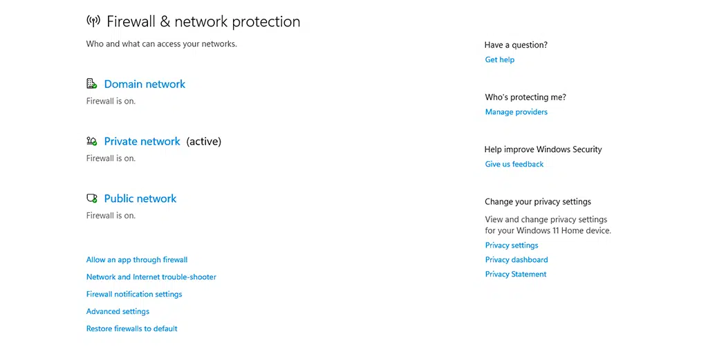 Restore Firewall Settings