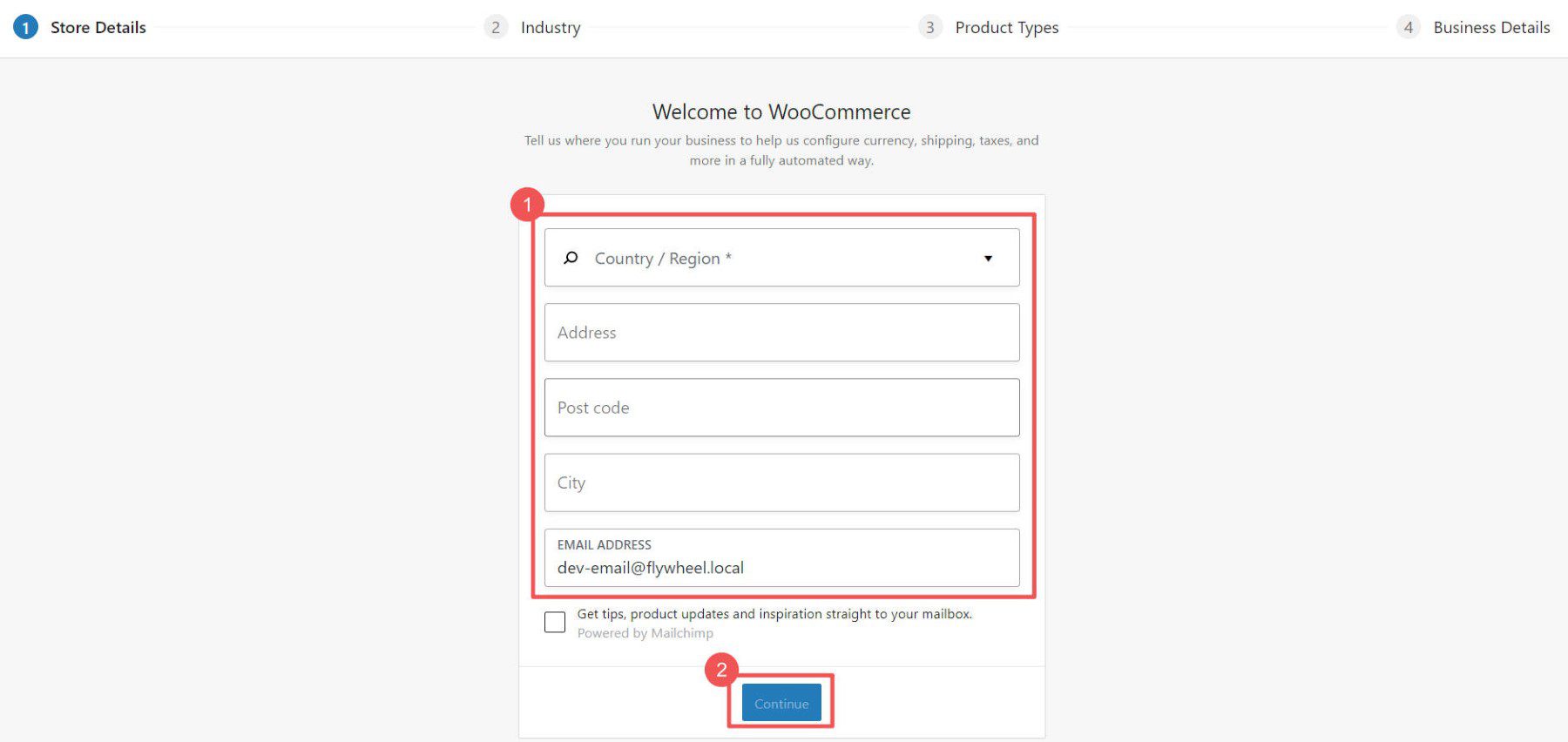 تدفق Woo Onboarding - الخطوات 3-4