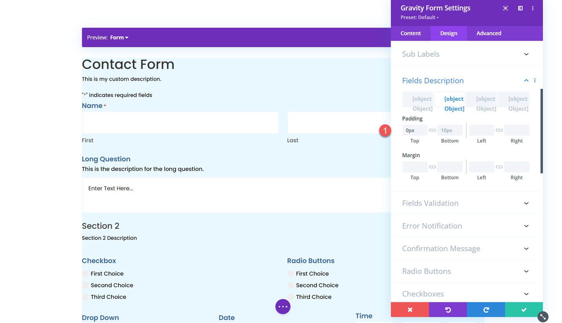 Descrição do módulo Gravity Forms Styler para Divi Fields