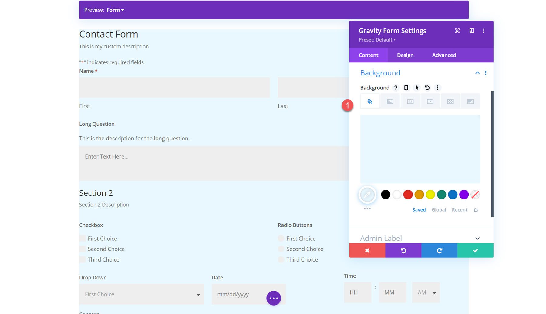 Gravity Forms Styler Module สำหรับพื้นหลัง Divi