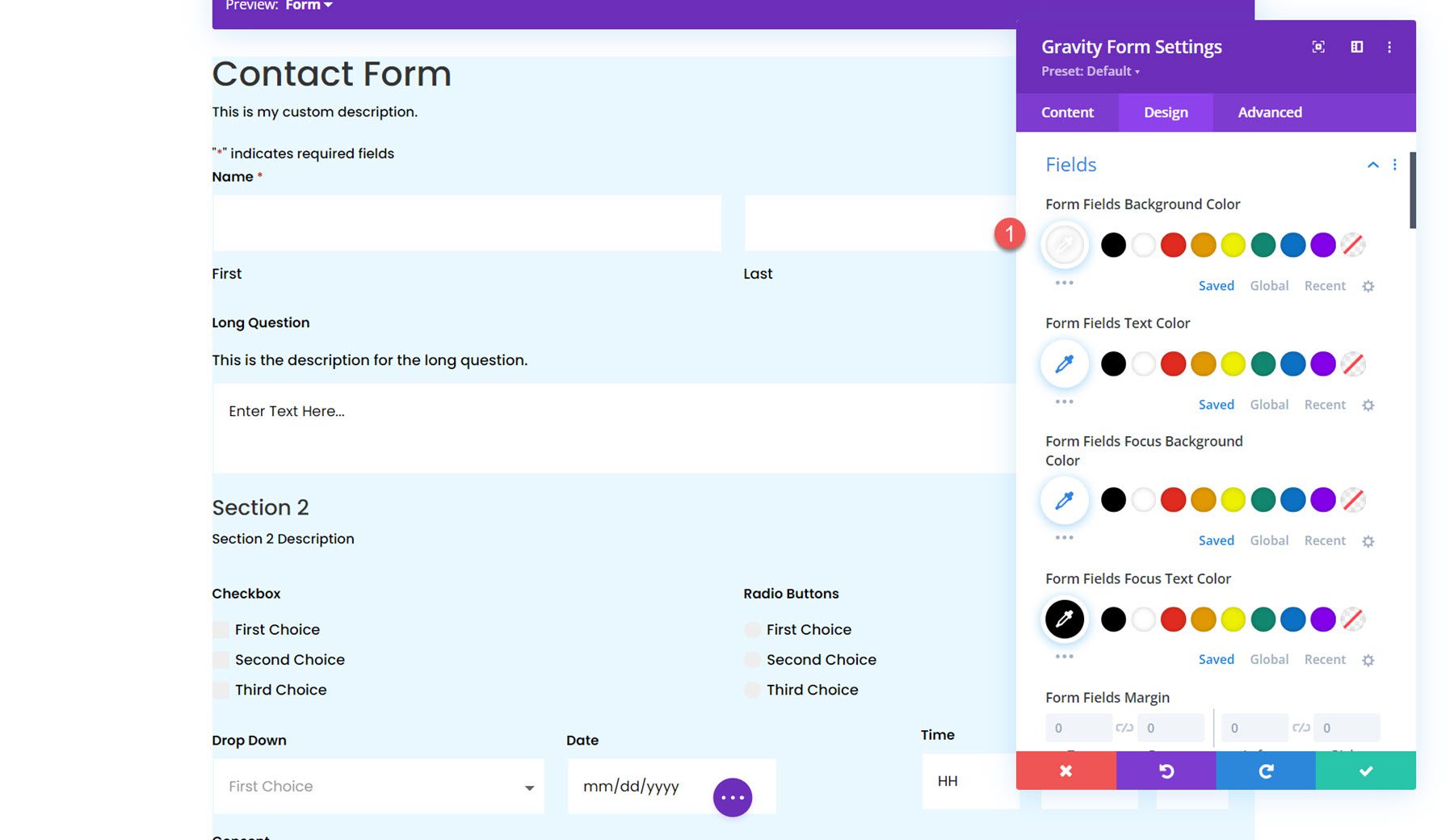 Divi 場的重力形式造型器模組