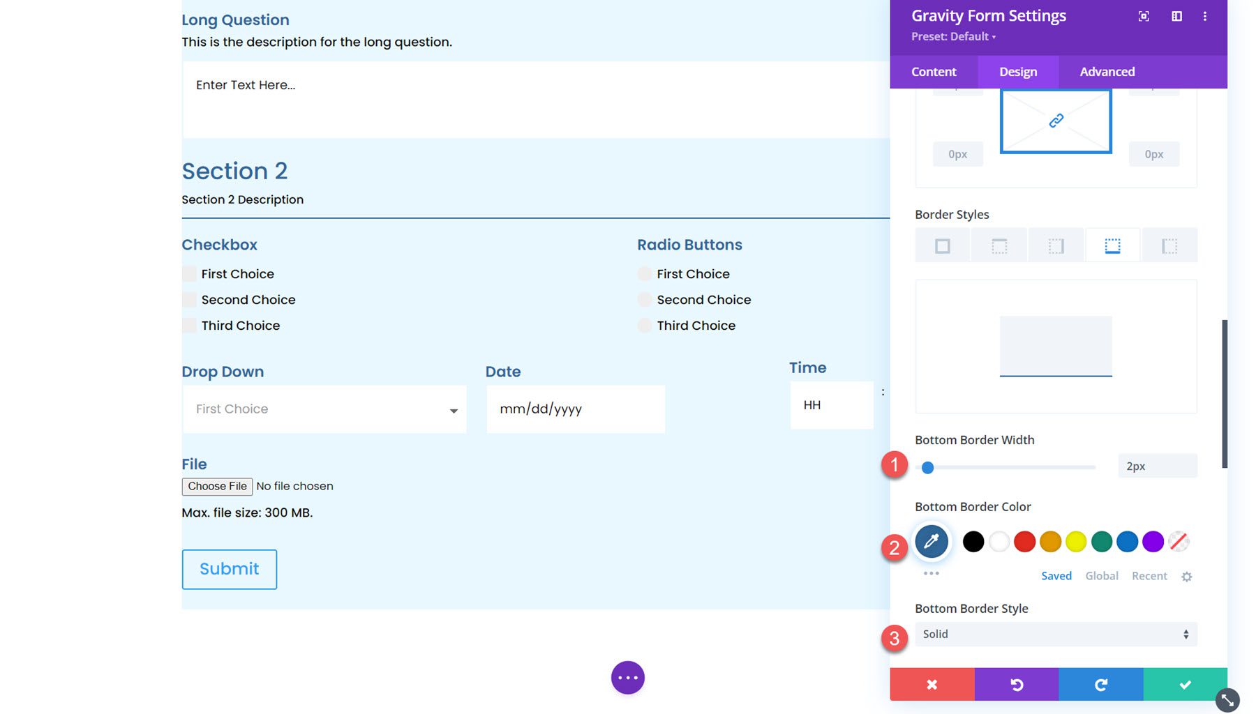 Divi 部分的重力形式造型器模組