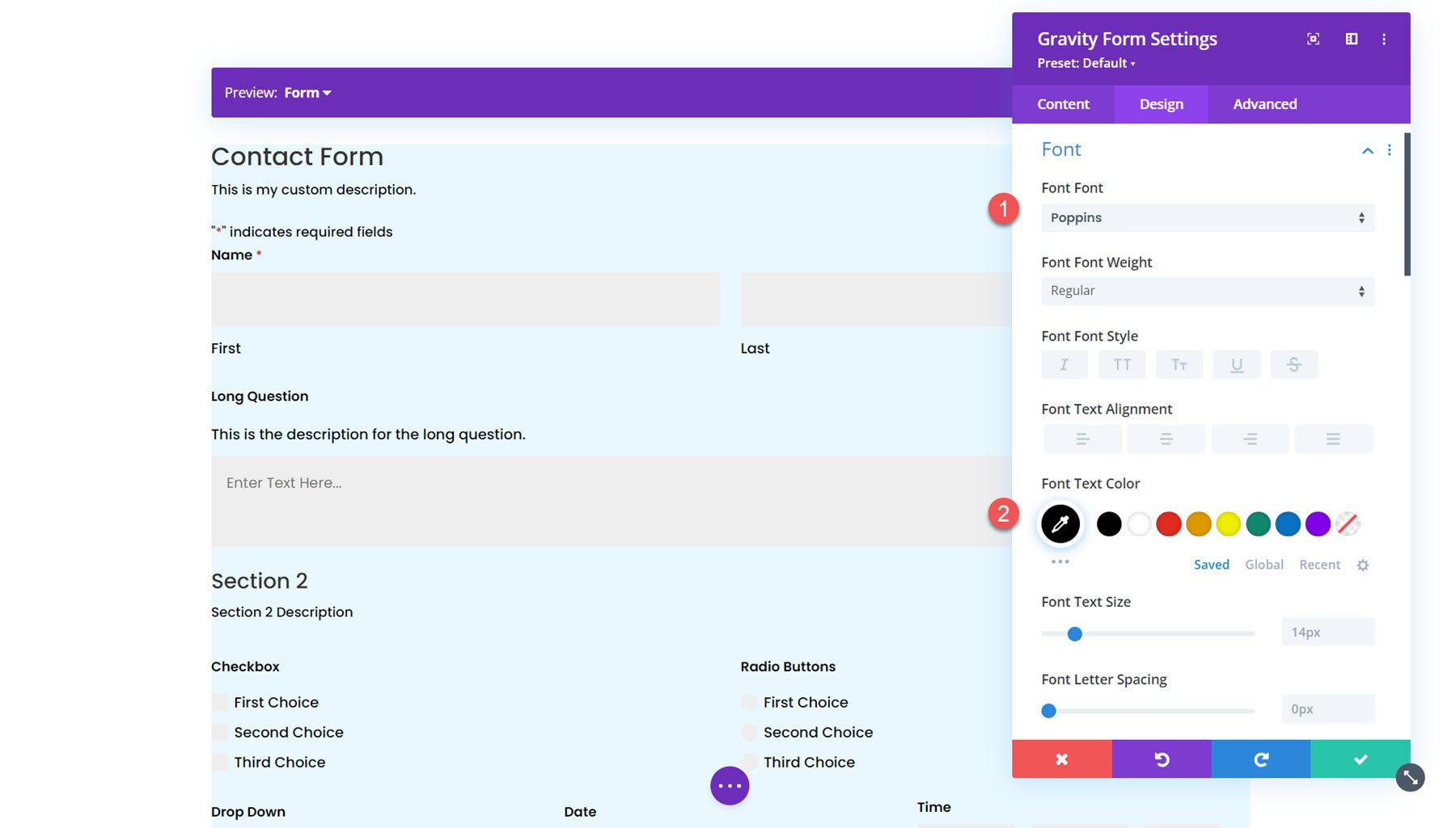 Divi 字體的重力形式樣式模組