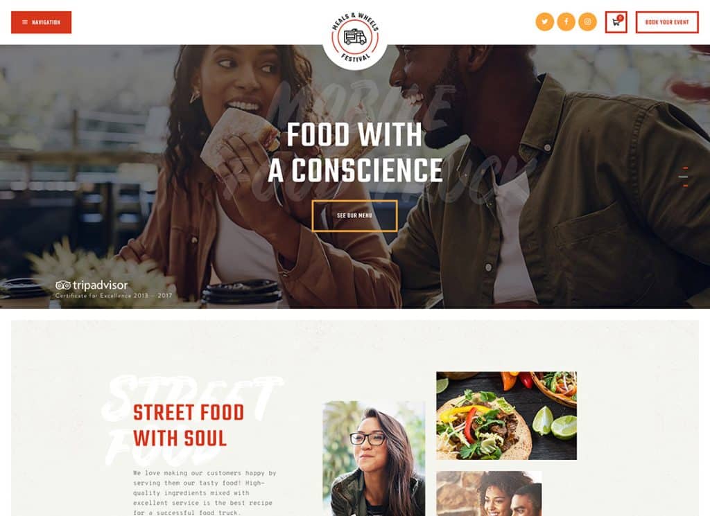 Meals & Wheel - ストリート フェスティバル & ファストフード デリバリー WordPress テーマ