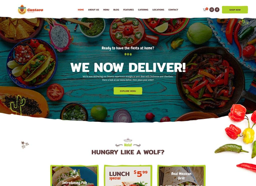 Gustavo – mexikanisches Grill-, Bar- und Restaurant-WordPress-Theme