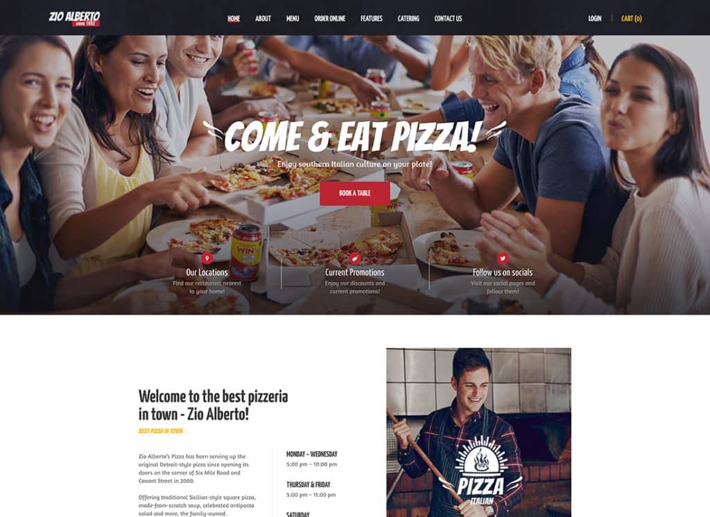 Zio Alberto – WordPress-Theme für Pizzarestaurant, Café und Bistro