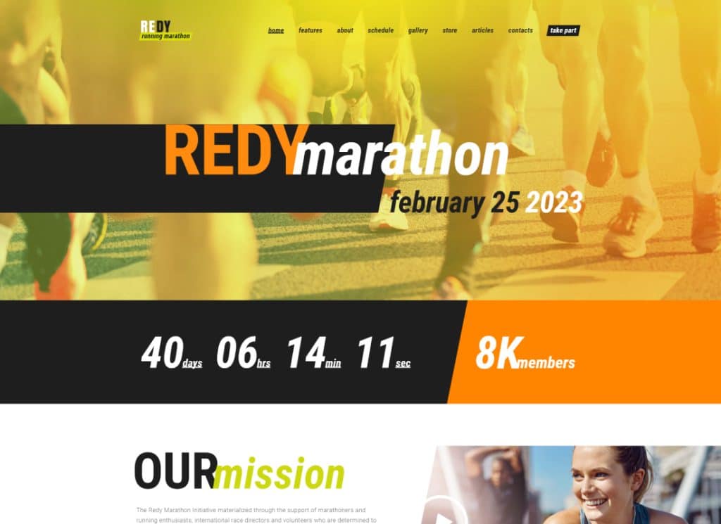 Redy - Maraton ve Koşu Sporları WordPress Teması