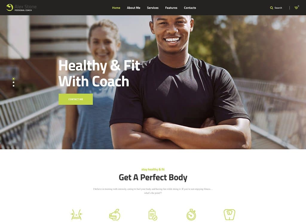 Alex Stone – Personal Gym Fitness Trainer WordPress Theme