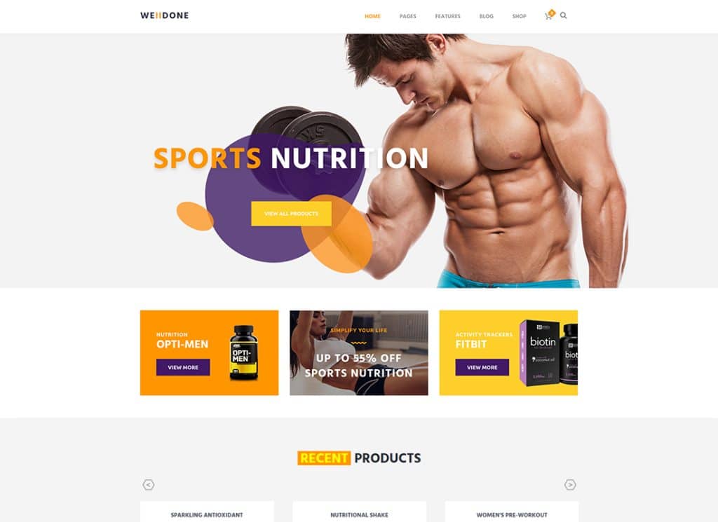 Welldone - Tema WordPress per negozio di nutrizione e integratori per sport e fitness