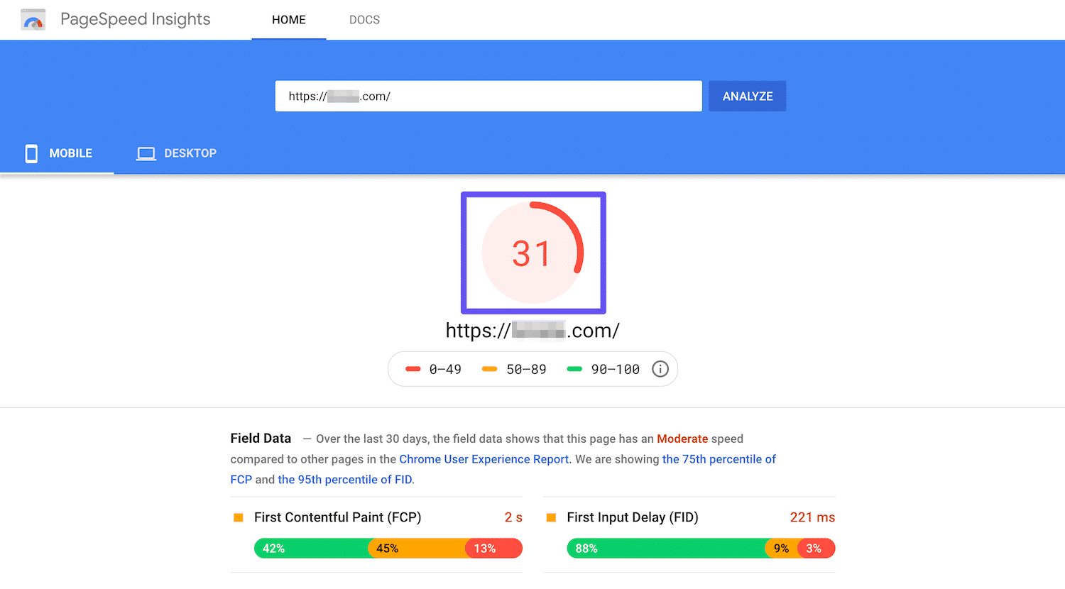 Google PageSpeed Score