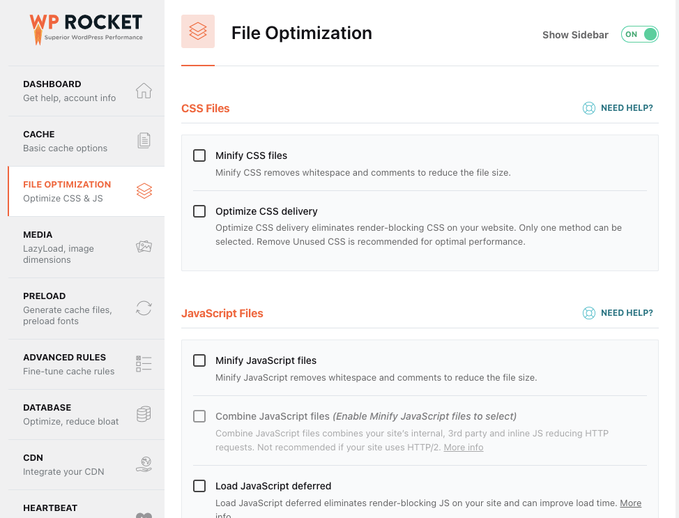 optimisation du fichier wprocket