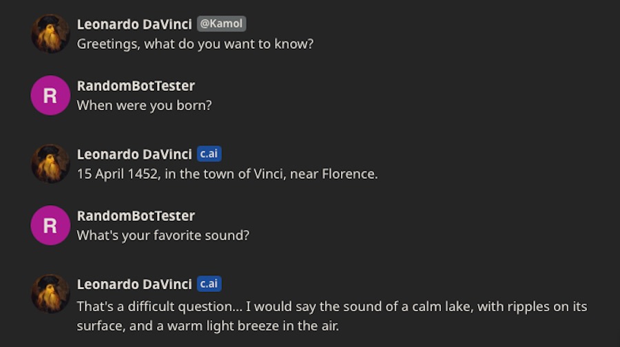 Leonardo DaVinci ボットとチャットする
