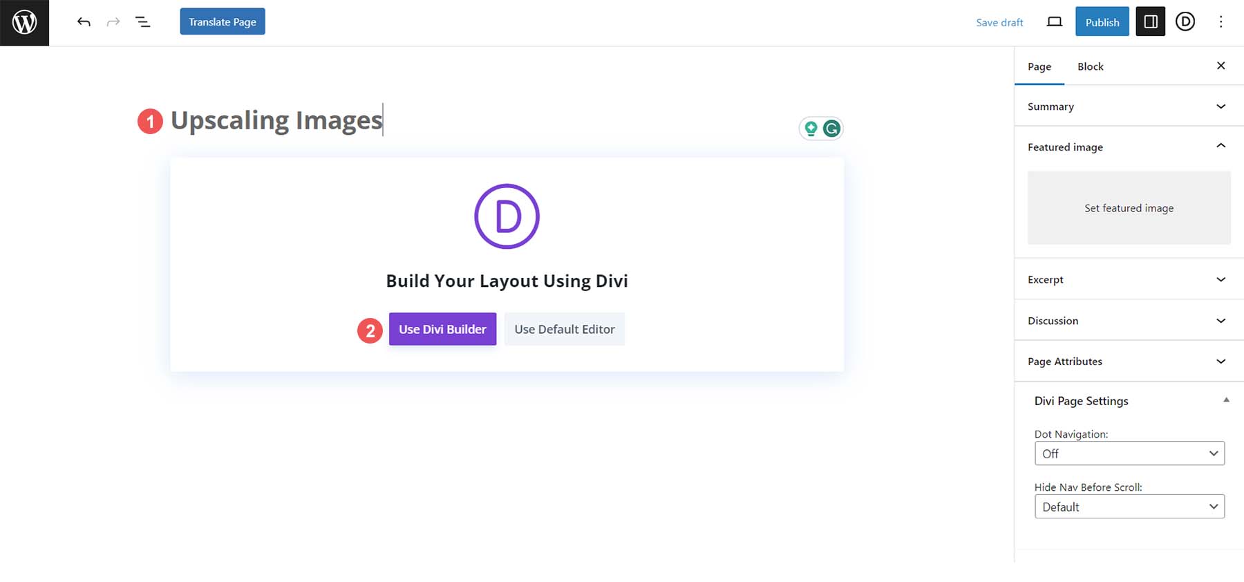 Divi AI を使用して画像をアップスケールするための新しいページを設定する