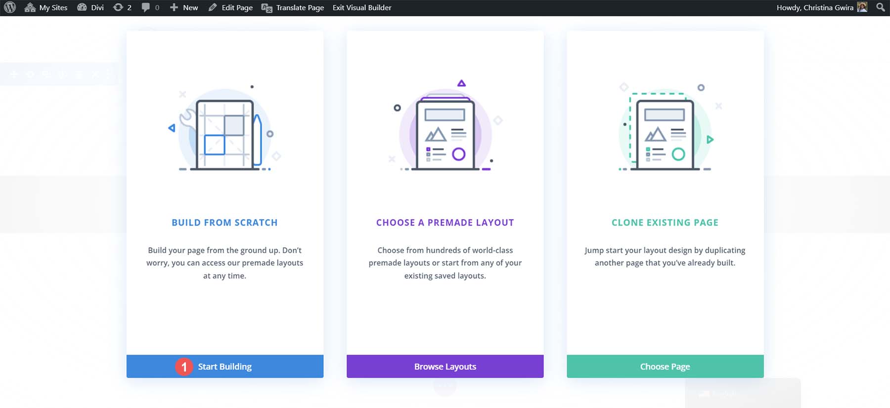 เริ่มสร้างหน้าใหม่ใน Divi