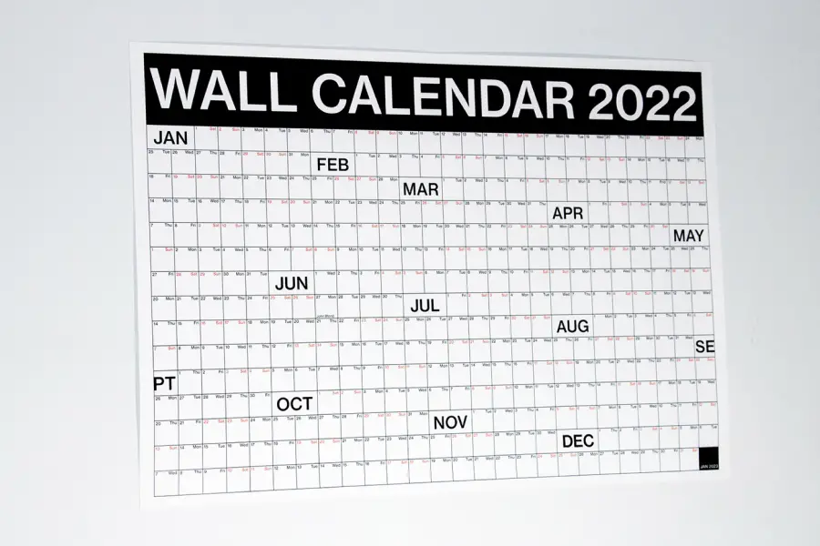 التقويم الجداري 2022 - تنزيل مجاني -