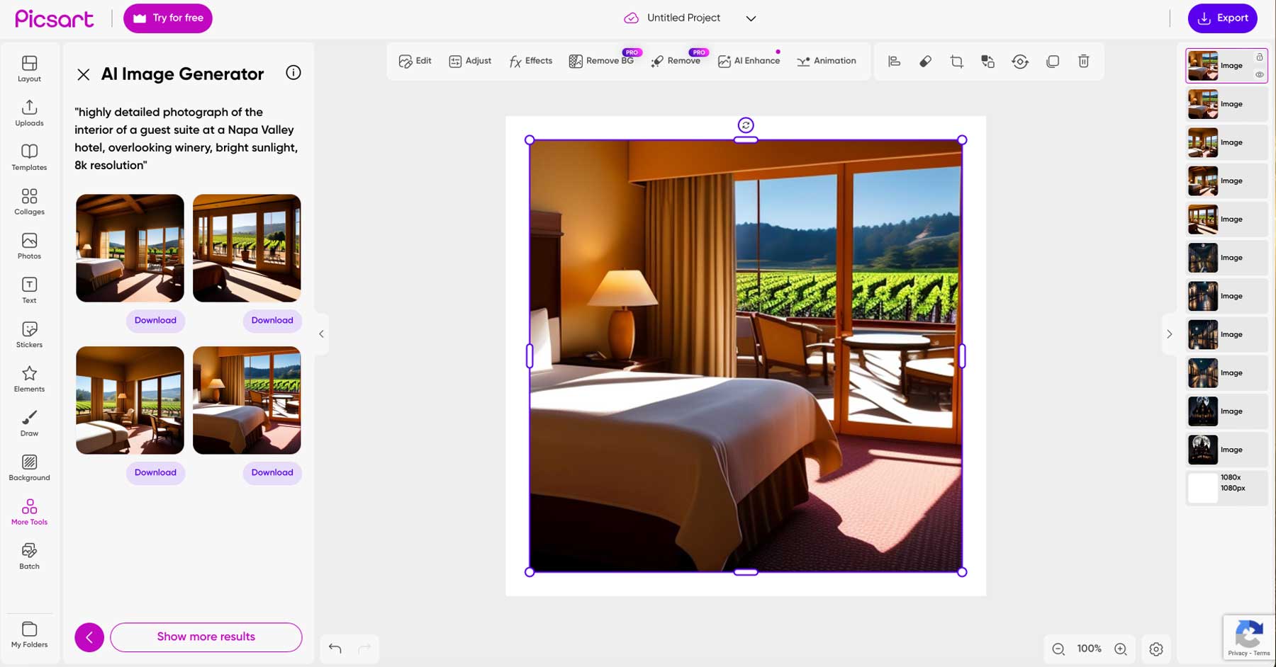 Generarea de imagini Picsart AI